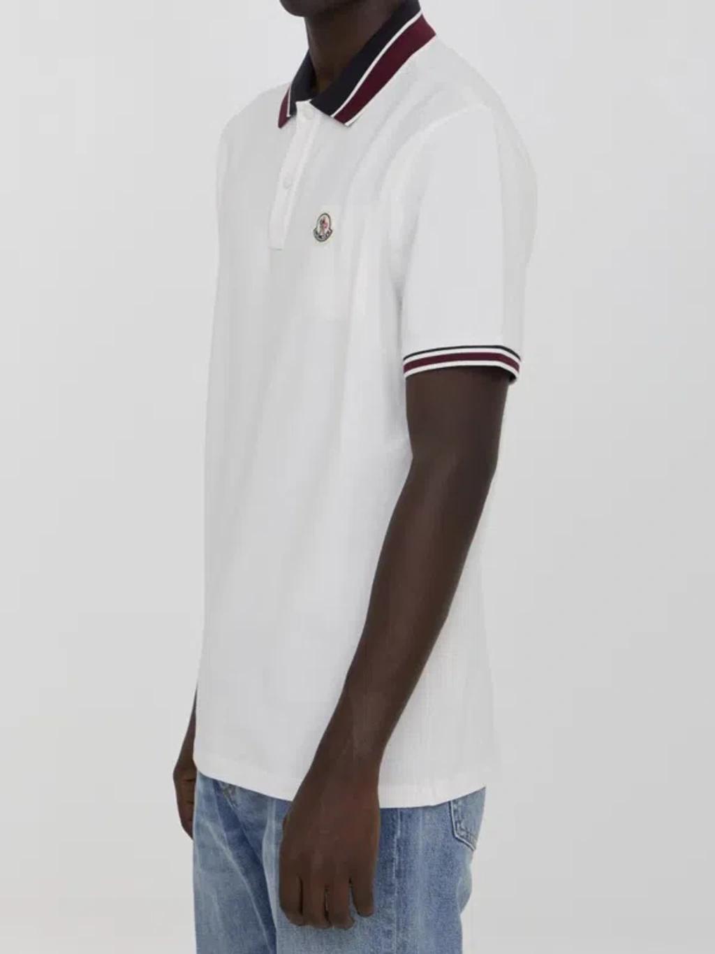 MONCLER Piqu Cotton Polo Shirt In White Product Image