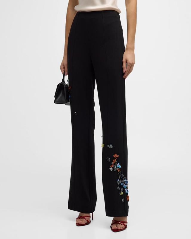 Kingsley Sequin Flower Straight-Leg Pants Product Image