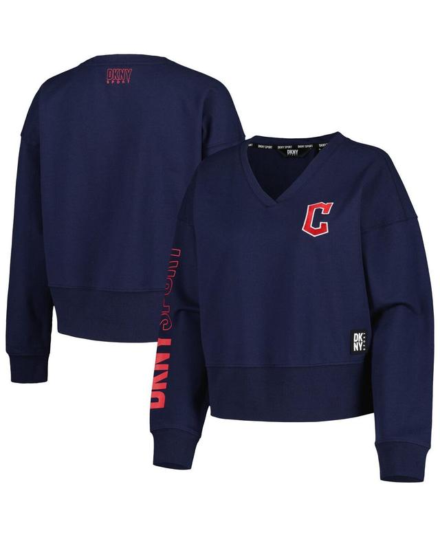 Womens Dkny Sport Navy Cleveland Guardians Lily V-Neck Pullover Sweatshirt Product Image