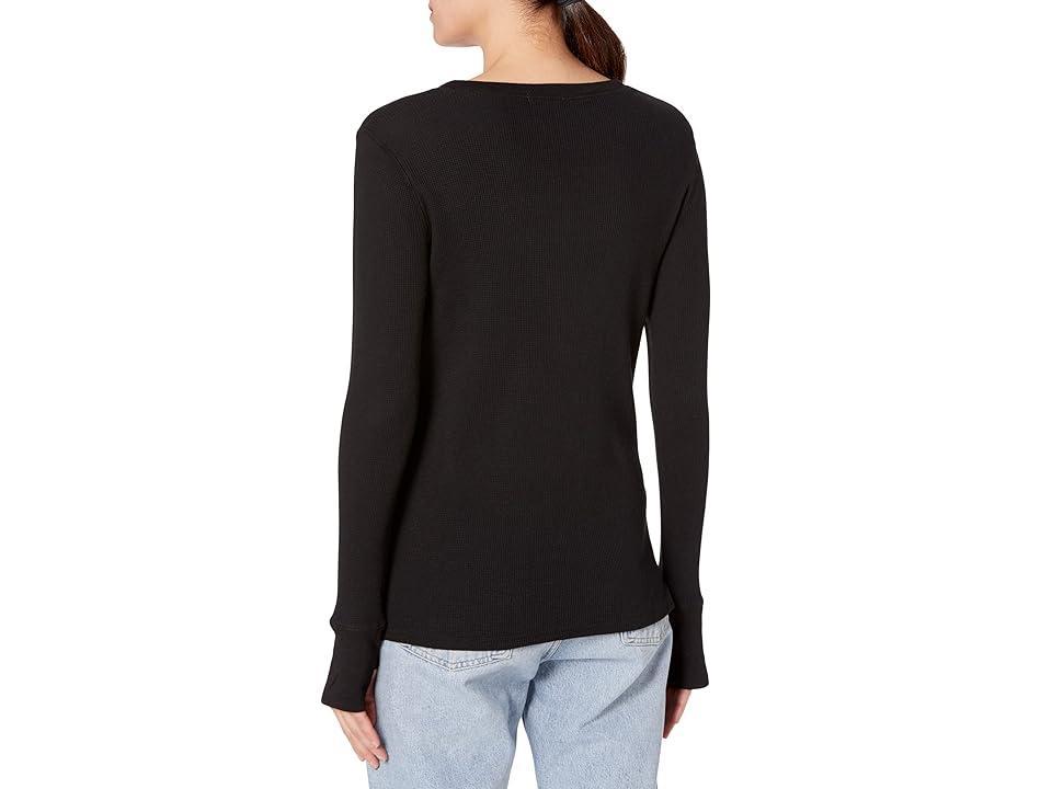 Mod-o-doc Cotton Modal Thermal Long Sleeve Crew Neck Tee (Black) Women's Clothing Product Image