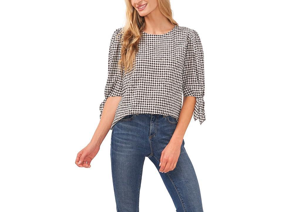 CeCe Tie Sleeve Gingham Blouse (Rich ) Women's Clothing product image