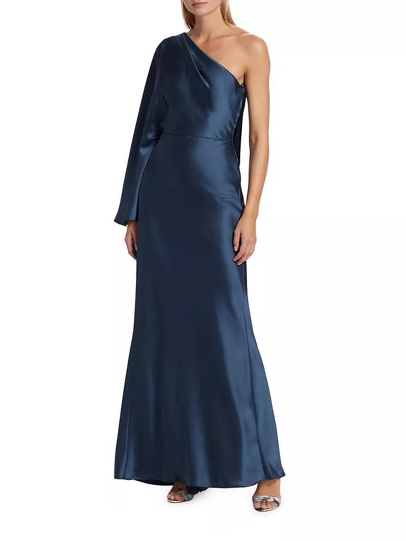 One-Shoulder Draped Satin Gown Product Image