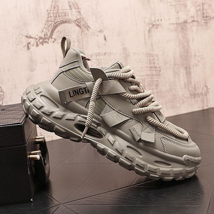 Platform Plain Lace-Up Sneakers Product Image