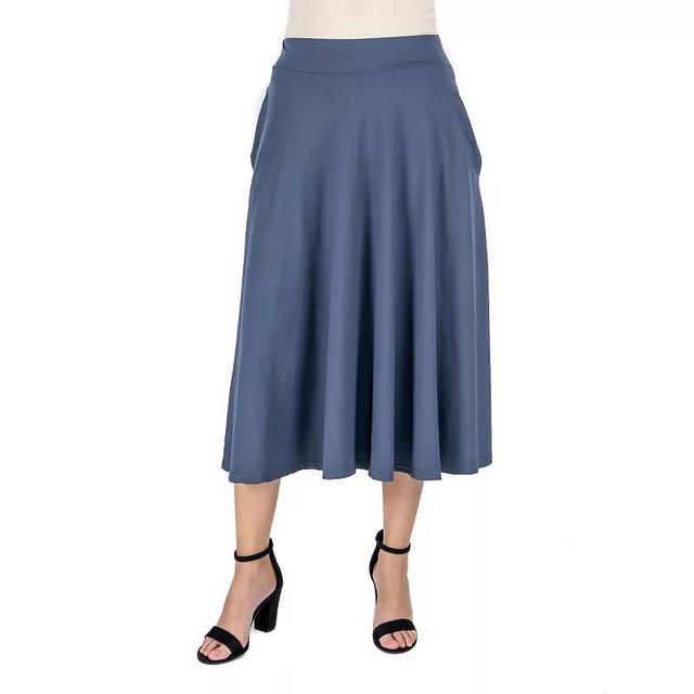 Womens 24Seven Comfort Apparel Solid Pleated Midi Skirt Product Image