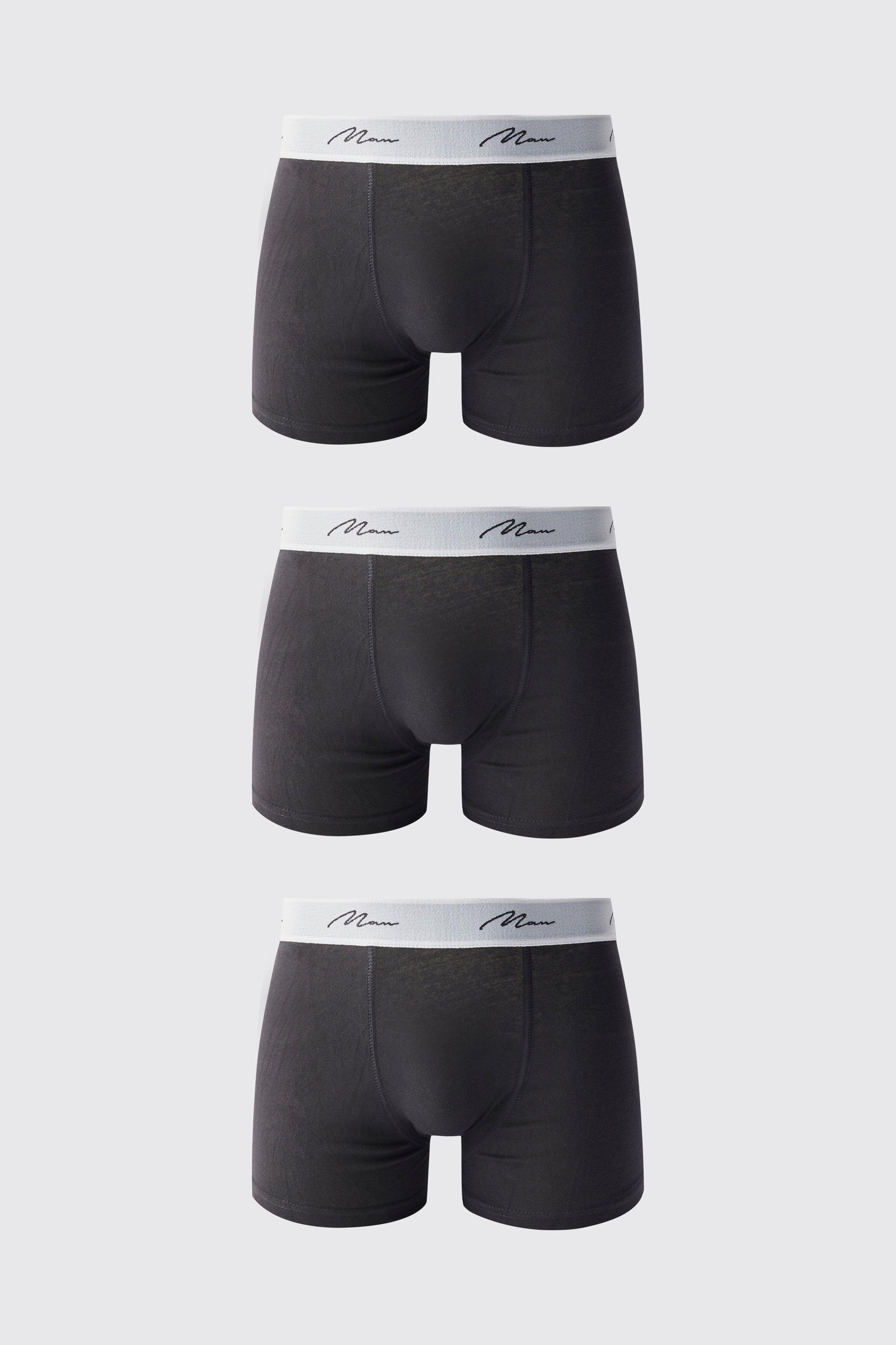 Mens Black 3 Pack Man Signature Trunks, Black Product Image