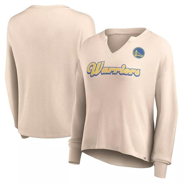 Womens Fanatics Branded Tan Golden State Warriors Go For It Long Sleeve Notch Neck T-Shirt Product Image