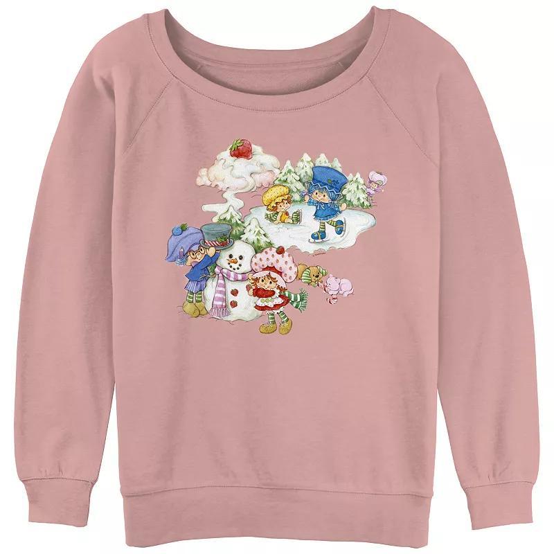 Juniors Strawberry Shortcake Winter Wonderland Slouchy Terry Graphic Pullover, Womens Product Image