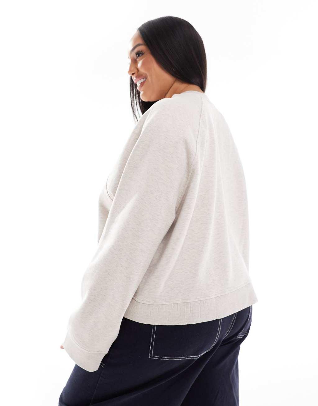 ASOS DESIGN Curve oversized sweatshirt with raglan detail in oatmeal Product Image