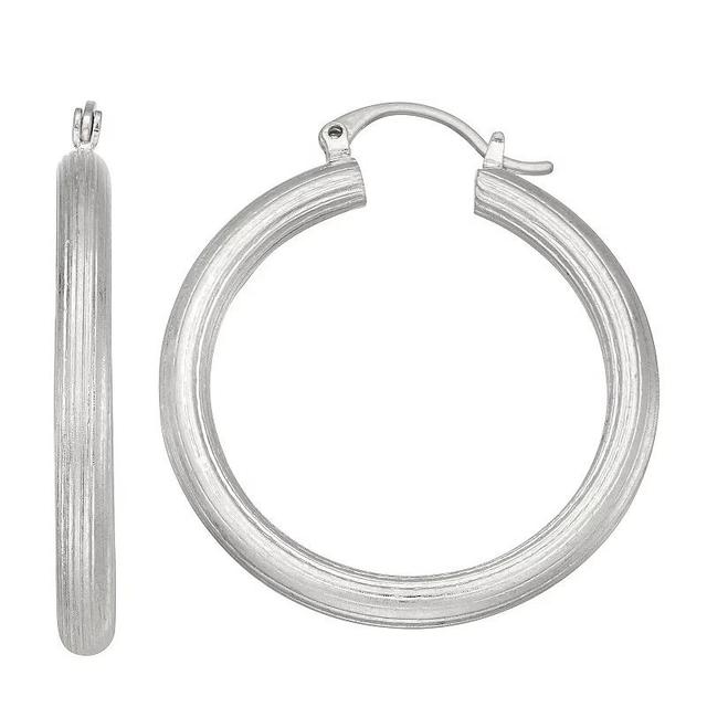 Sonoma Goods For Life Texture Hoop Earrings, Womens, Silver Product Image