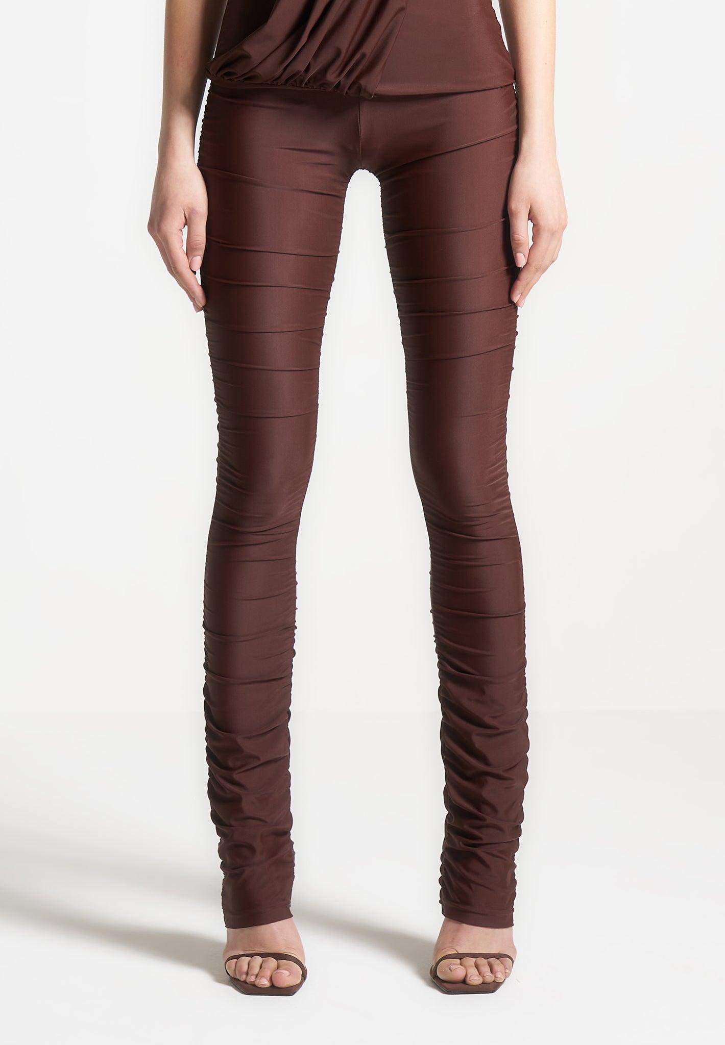 Ruched Fit and Flare Leggings - Brown Female Product Image