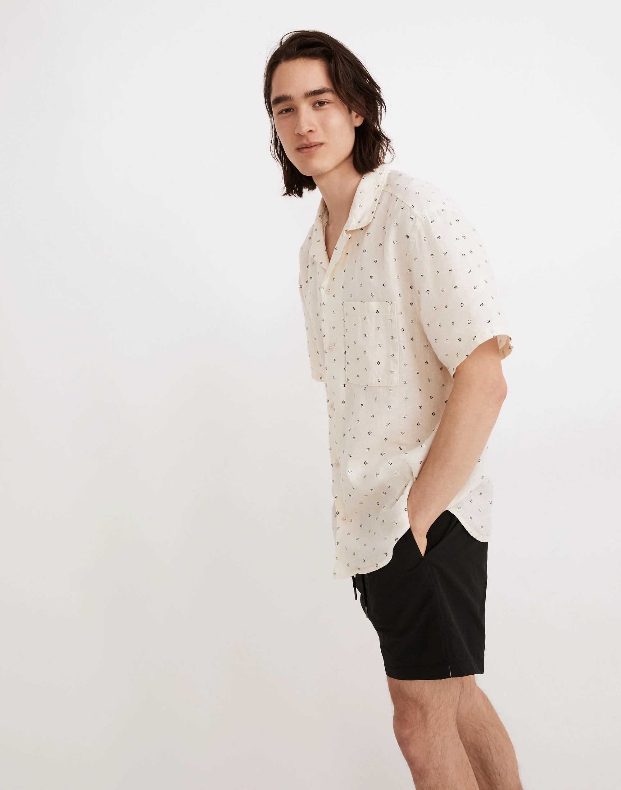 Linen Easy Short-Sleeve Shirt in Print Product Image