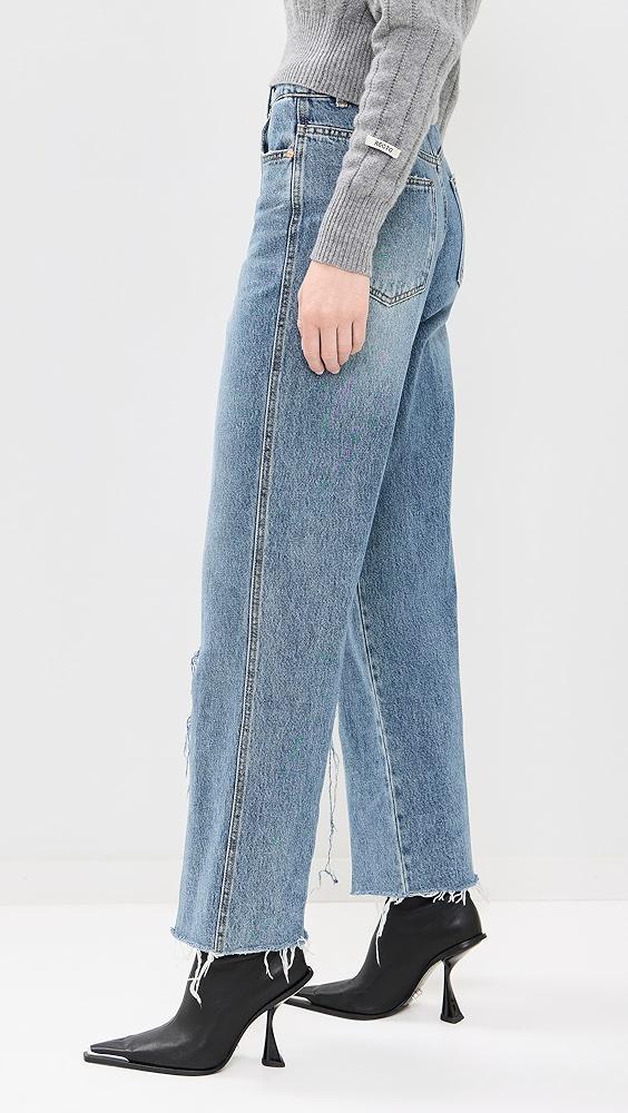 RECTO Isla Front Slit Medium Washed Denim Jeans | Shopbop Product Image