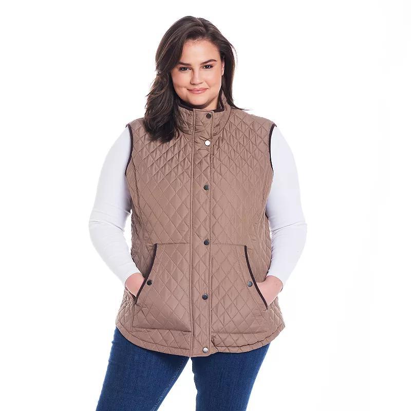 Plus Size Weathercast Corduroy Trimmed Quilted Vest, Womens Product Image