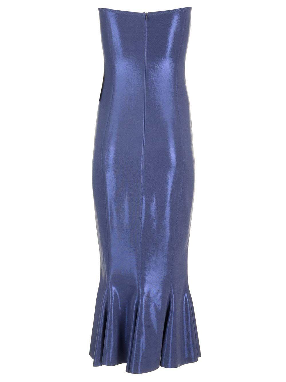 NORMA KAMALI Corset-style Lamé Midi Dress In Light Blue Product Image