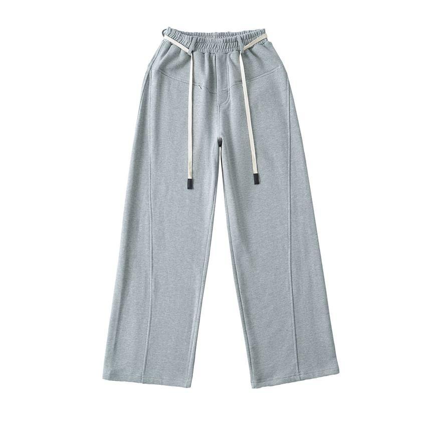 Drawstring Waist Wide Leg Sweatpants Product Image