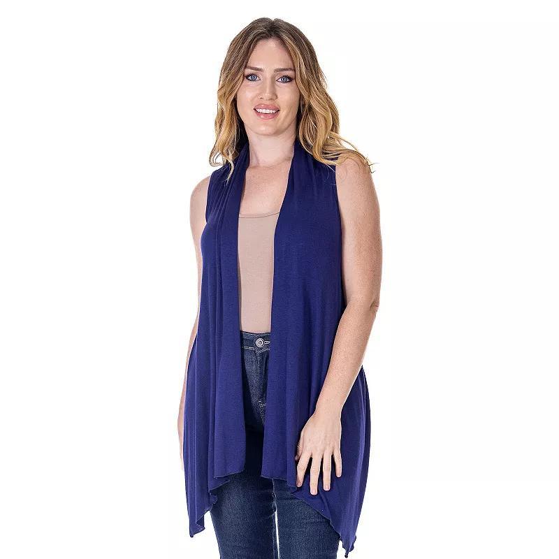 Womens 24Seven Comfort Apparel Draped Open Front Sleeveless Cardigan Vest Product Image