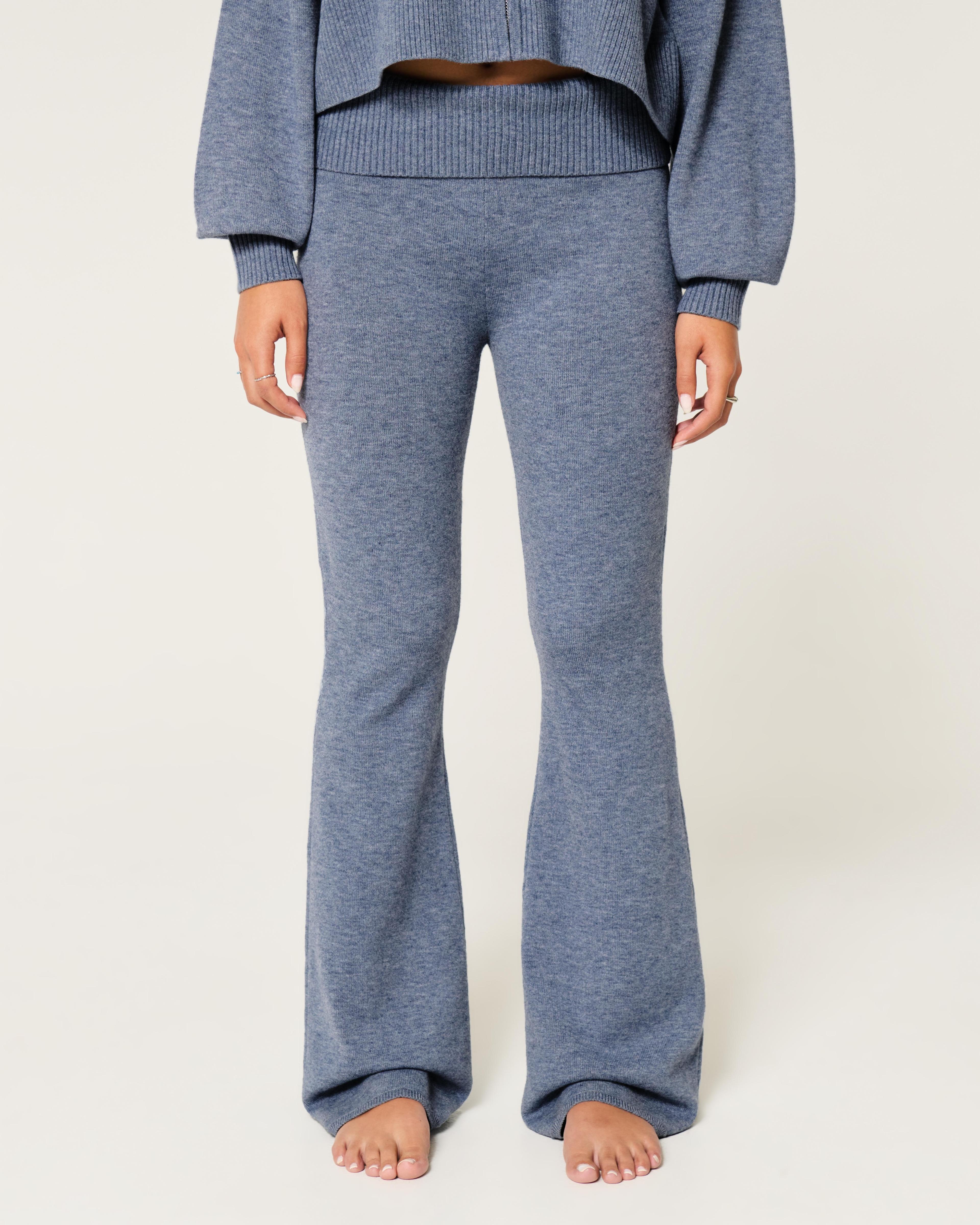 Gilly Hicks Sweater-Knit Foldover Waist Flare Pants Product Image