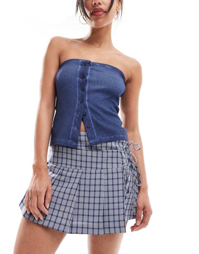 COLLUSION wrap mini kilt in blue plaid Product Image