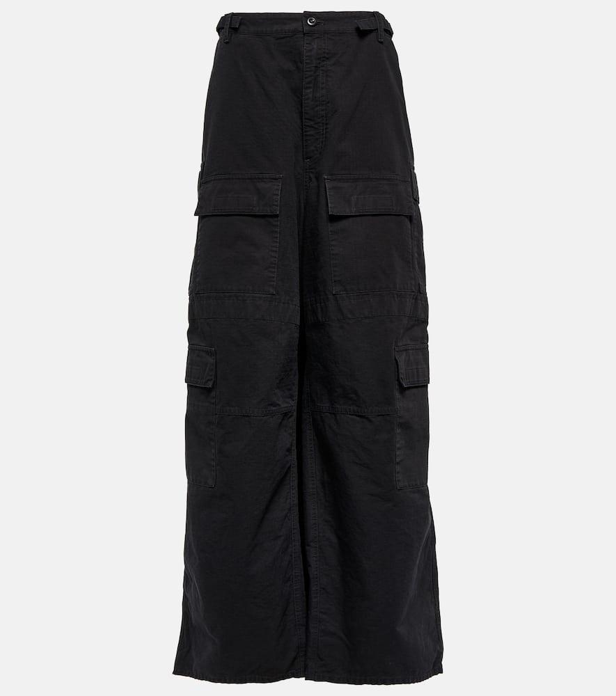 BALENCIAGA Apron Cotton Cargo Maxi Skirt In Black Product Image