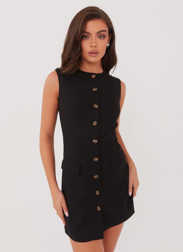 Castello Fiore Linen Mini Dress - Black Product Image