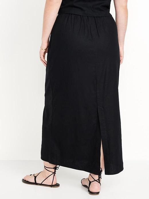 High-Waisted Linen-Blend Maxi Skirt Product Image