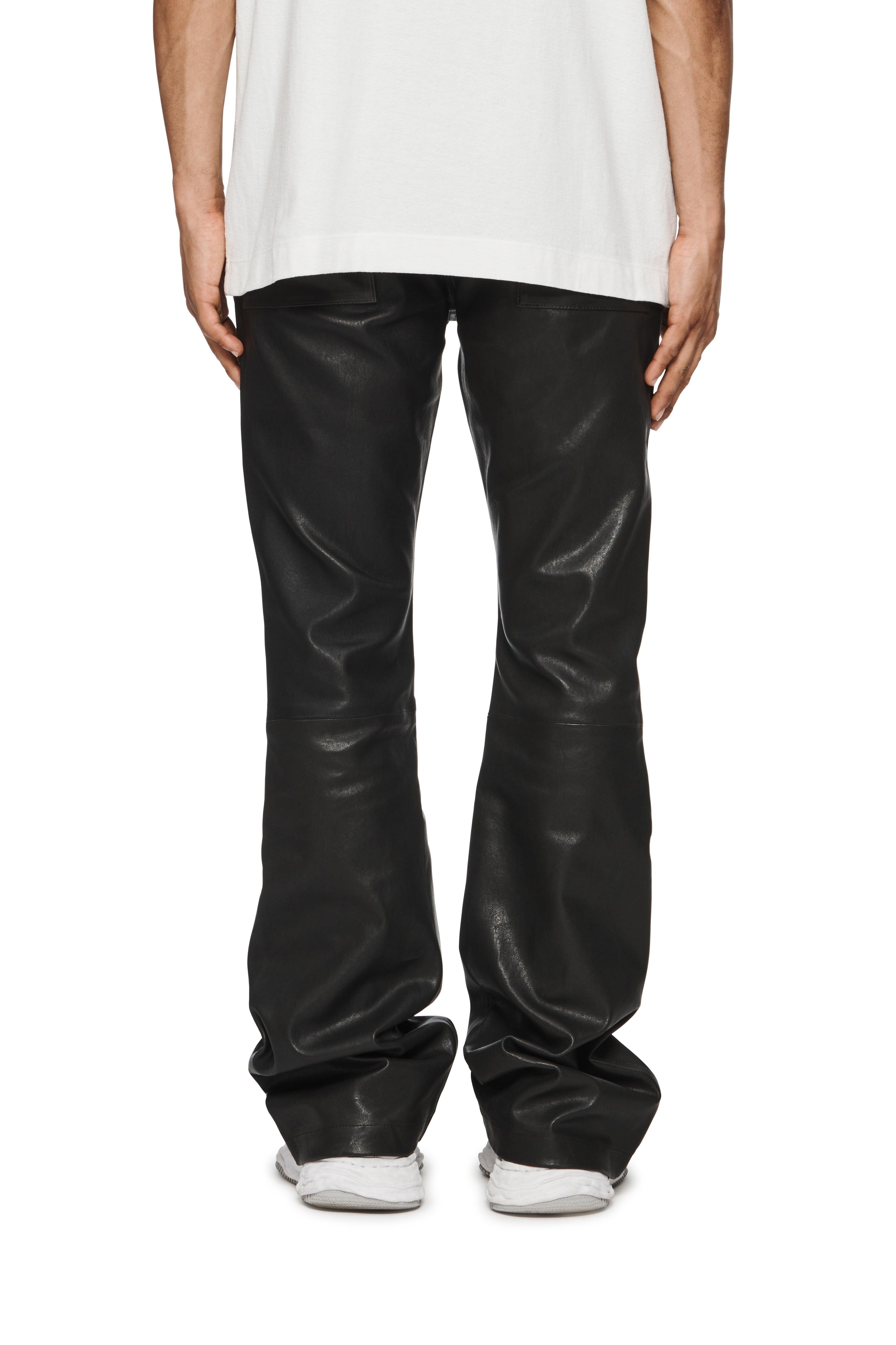 P531 Leather Slim Flare Pants Male Product Image