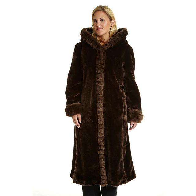 Plus Size Excelled Hooded Faux-Fur Walker Jacket, Womens Brown Product Image