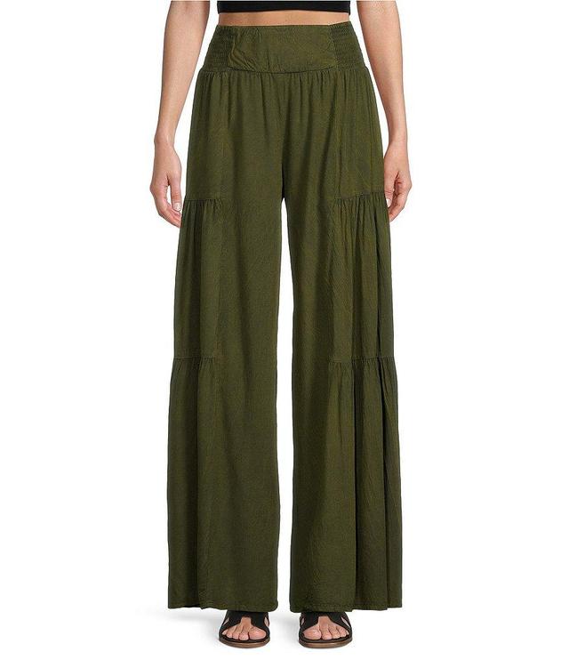 Angie Smocked Waist Tiered Wide Leg Pants Product Image