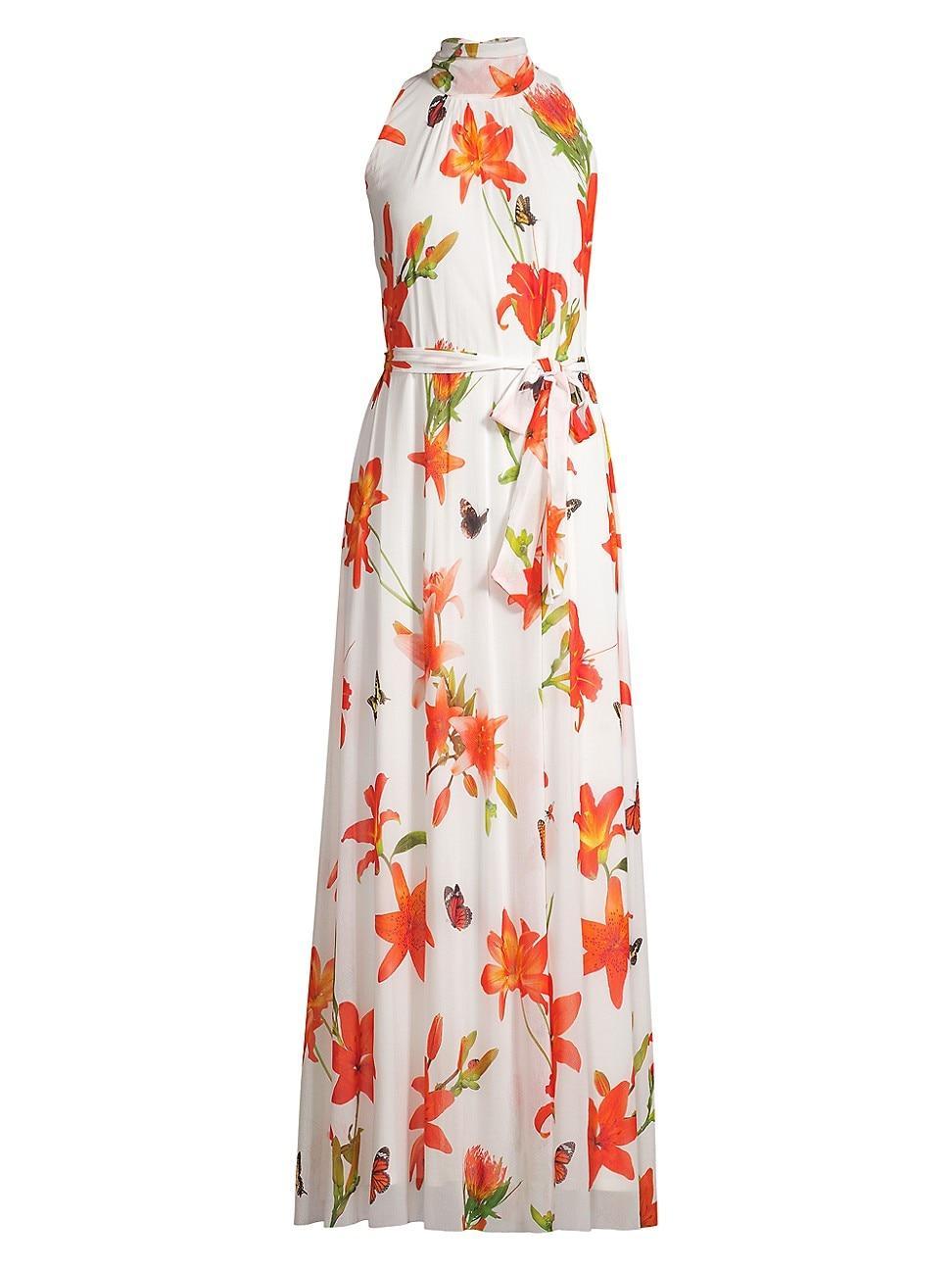 Womens Mesh Floral Sleeveless Maxi Dress Product Image