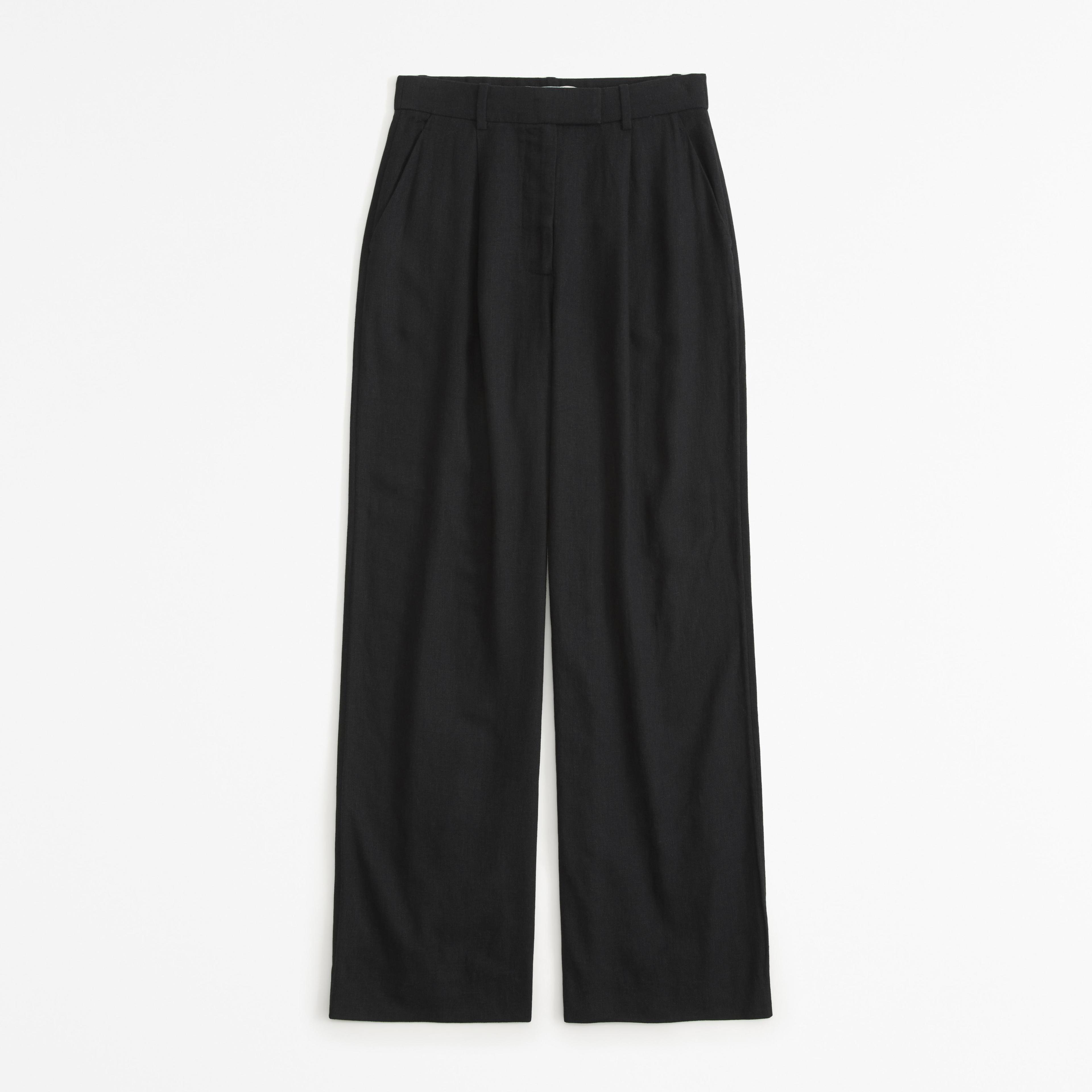 Curve Love A&F Harper Tailored Linen-Blend Pant Product Image