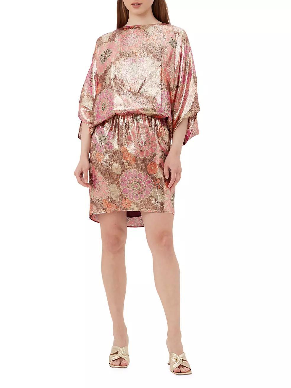 Manhattan Floral Silk-Blend Blouson Minidress Product Image