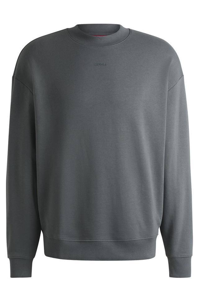 HUGO - Cotton-terry sweatshirt with logo print - Light Grey Product Image