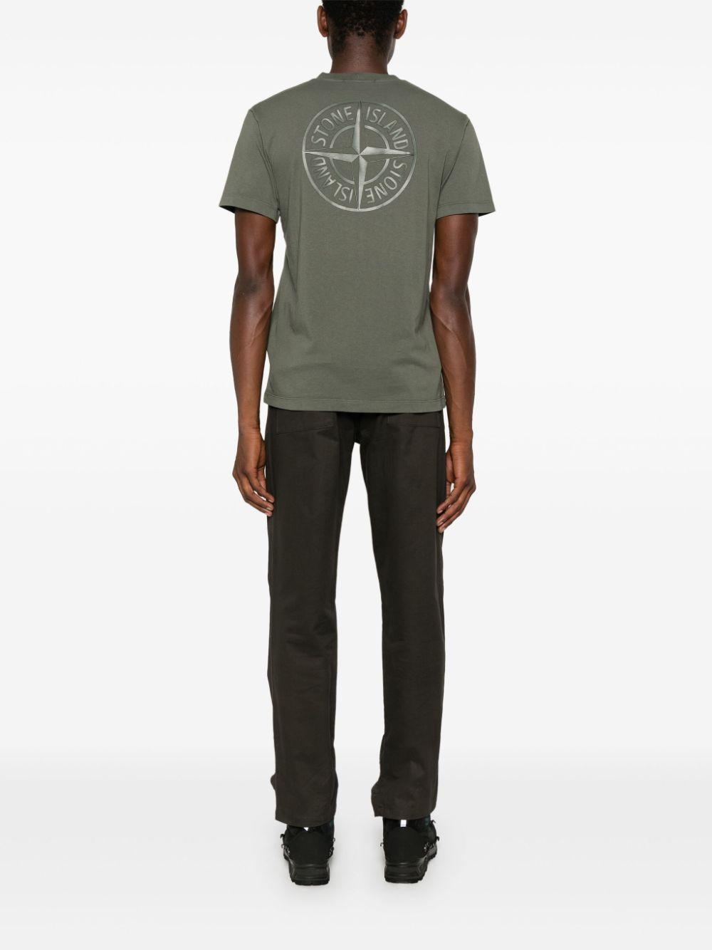 STONE ISLAND Compass-motif Cotton T-shirt In Green Product Image