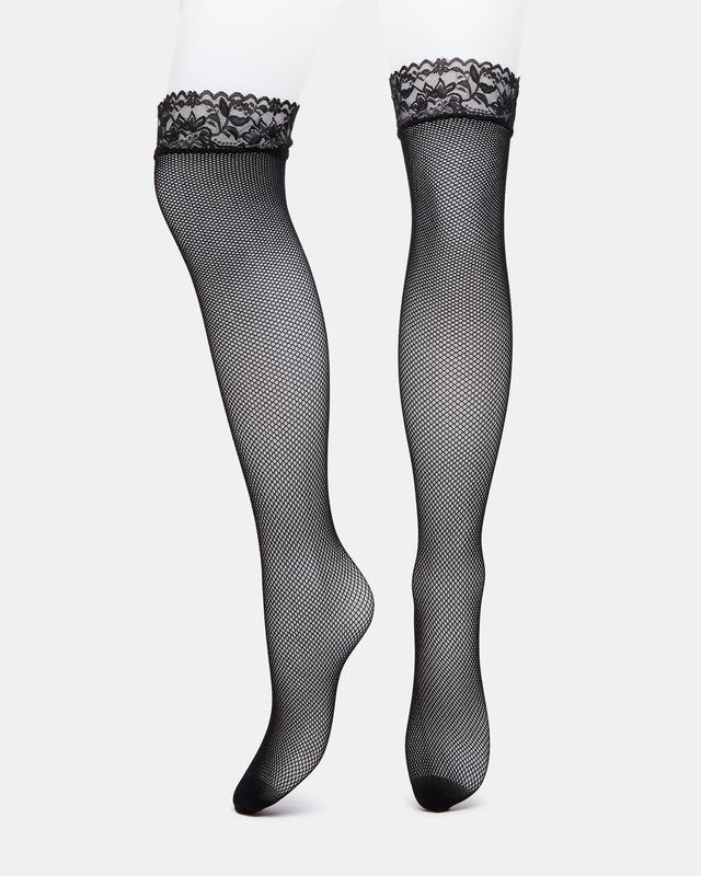 FISHNET OVER THE KNEE TIGHTS BLACK Female Product Image