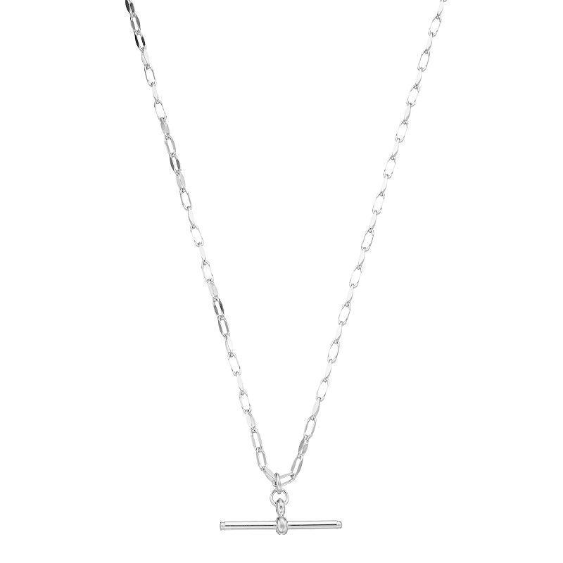 Sterling Silver Toggle Link Pendant Necklace, Womens White Product Image