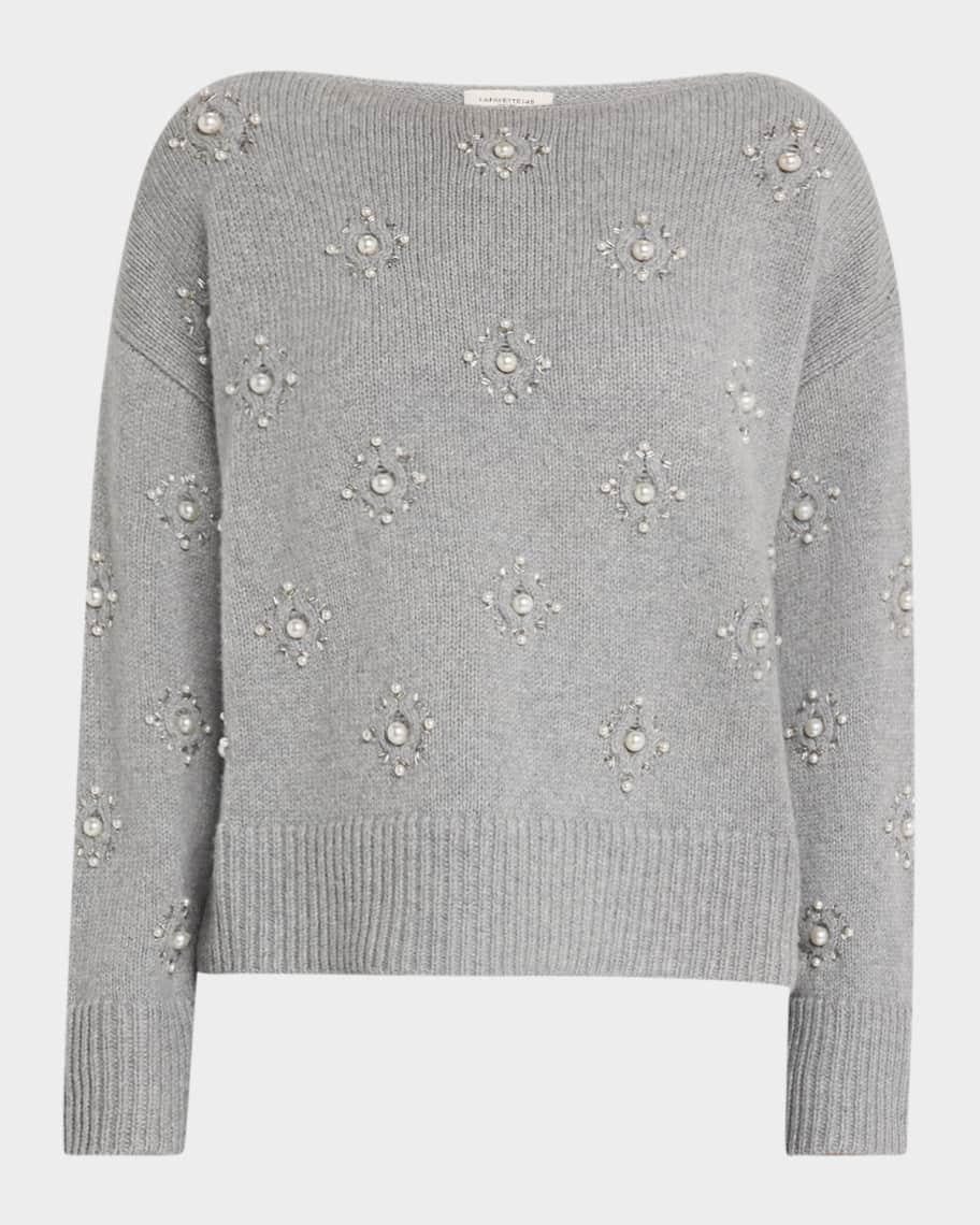 Beaded Bateau-Neck Sweater Product Image