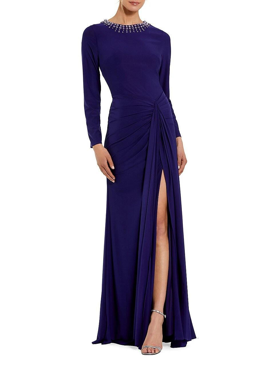 Womens Jersey Beaded Neck Tie Slip Gown Product Image