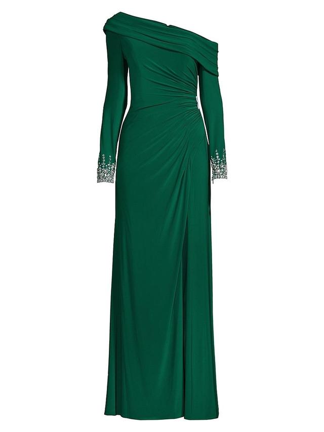 Womens Asymmetrical Jeweled Gown Product Image