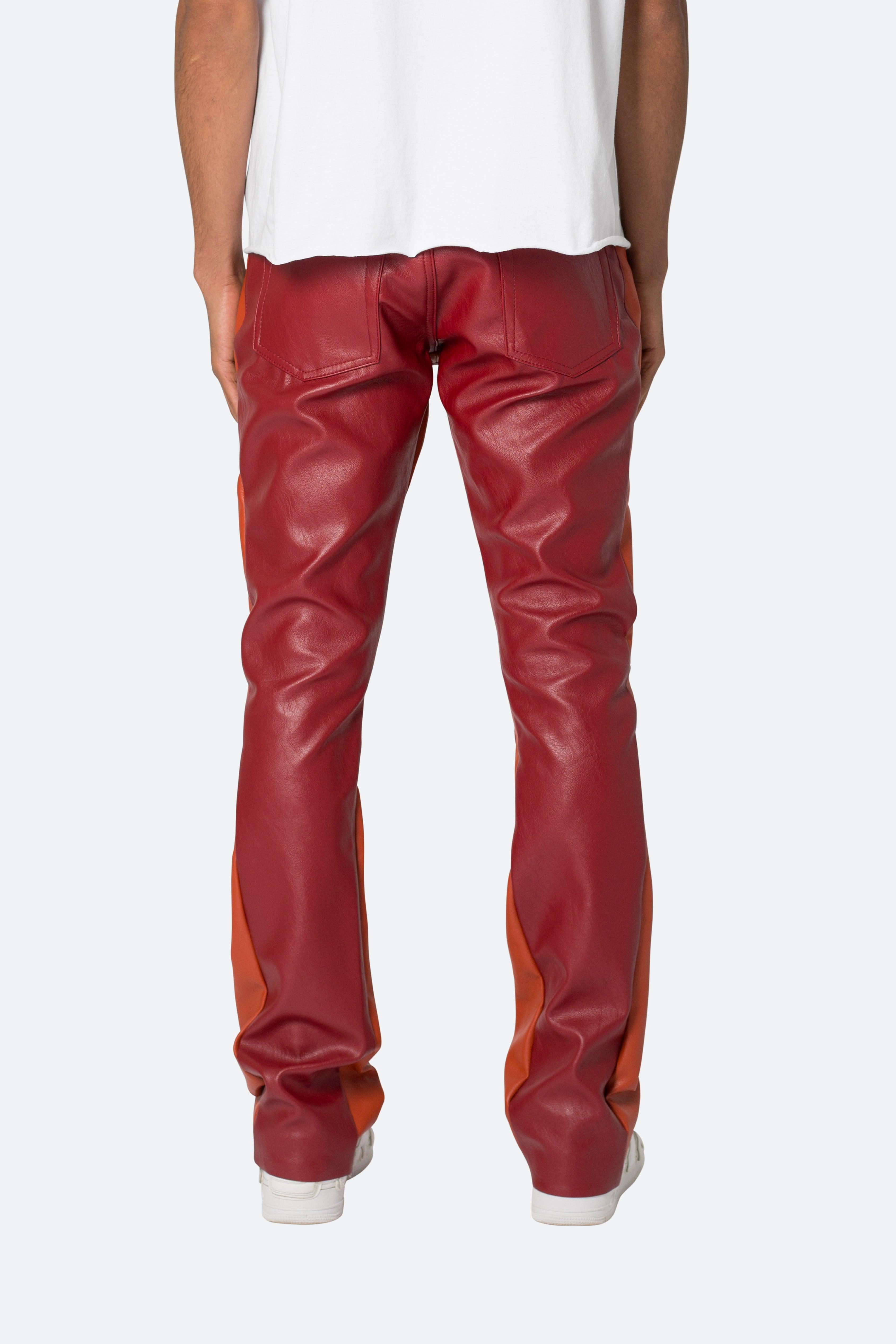 B518 Leather Flare Pants - Red/Orange Product Image