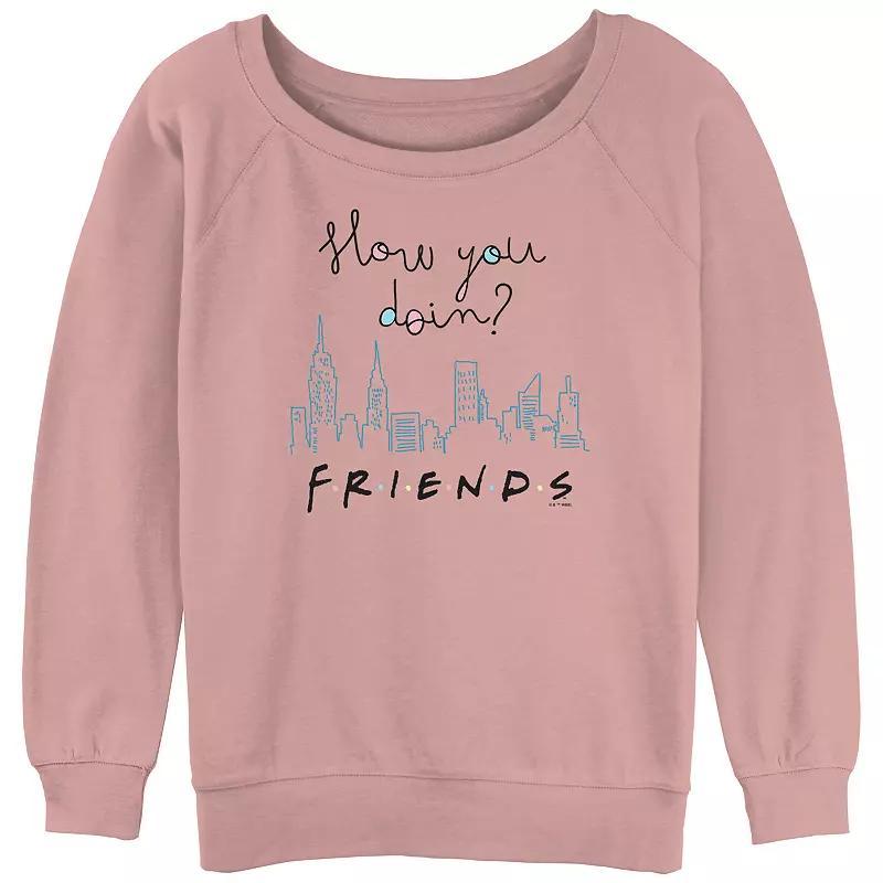 Juniors Friends How You Doin City Skyline Graphic Slouchy Terry Pullover, Womens Product Image