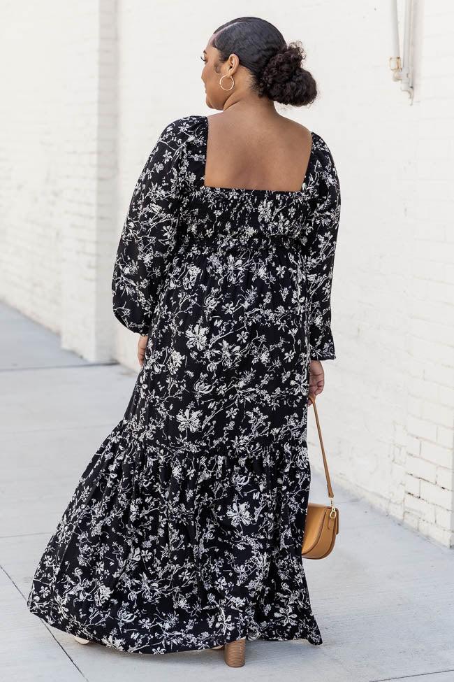 Another Love Song Black Floral Square Neck Maxi Dress FINAL SALE Product Image