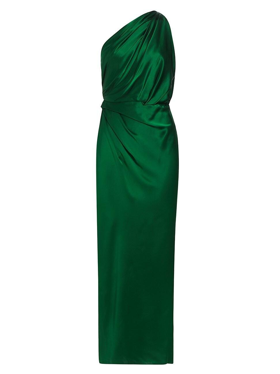 Womens One-Shoulder Silk Gown Product Image