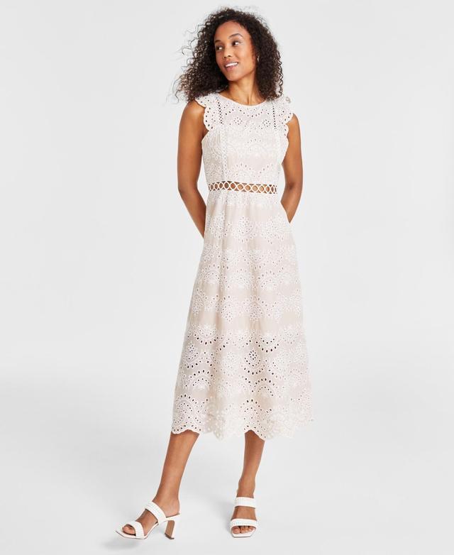 Sam Edelman Womens Eyelet-Embroidered Midi Dress Product Image