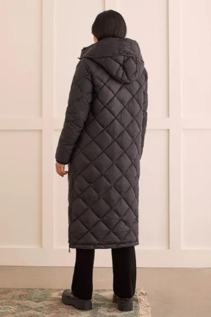 WATER-REPELLENT HOODED MAXI PUFFER Product Image