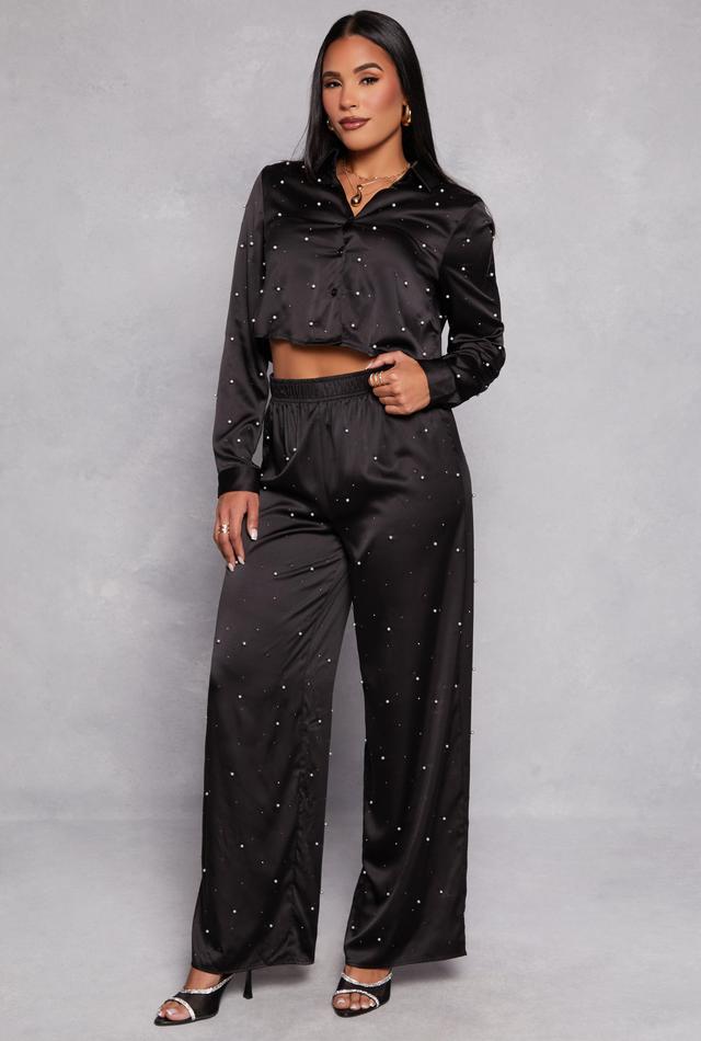 Womens Haute Monde Studded Satin Pants Product Image