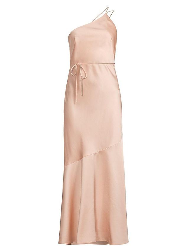 Womens Lana One-Shoulder Satin Midi-Dress Product Image