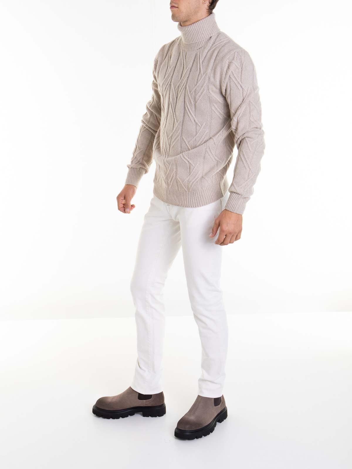 CORNELIANI Braided High Neck Sweater In Beis Product Image