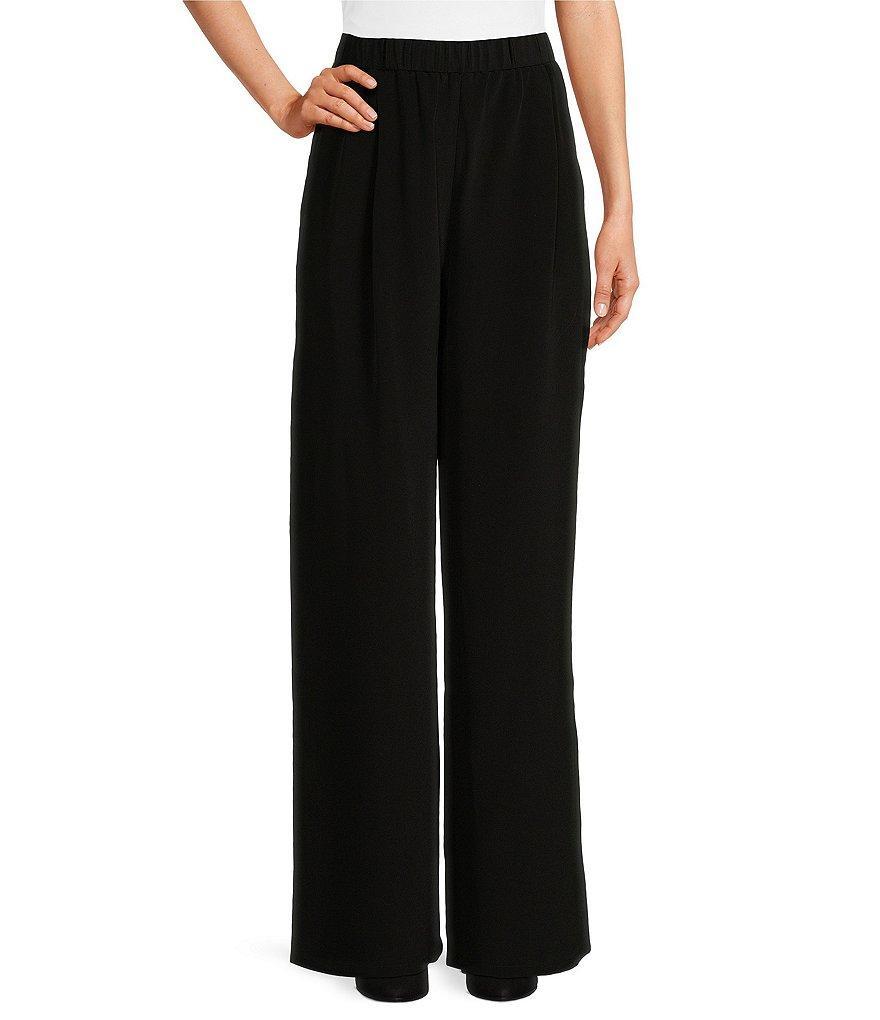 Eileen Fisher Silk Double Crepe High Waisted Pleated Wide-Leg Pull-On Pants product image