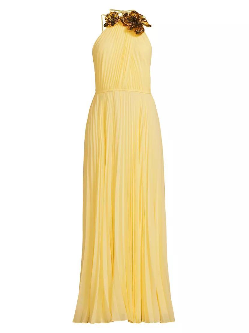 Zo Sequined Floral Pleated Chiffon Maxi Dress Product Image