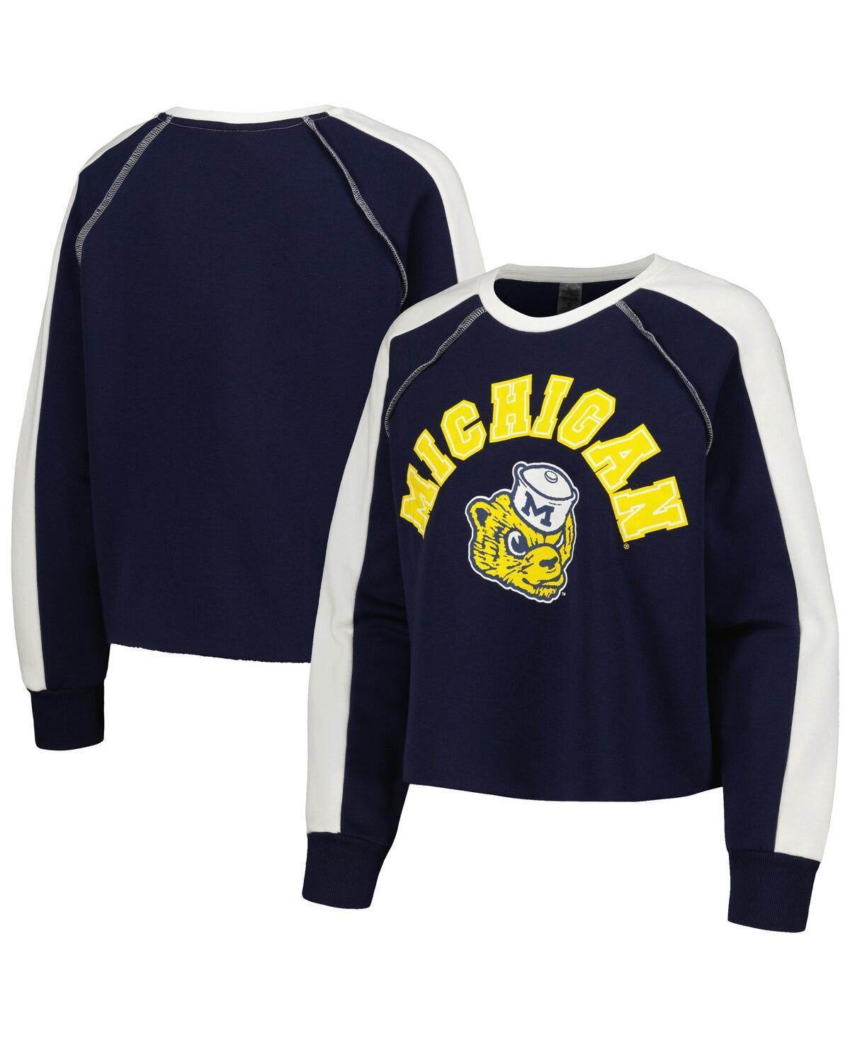 Womens Gameday Couture Navy Michigan Wolverines Blindside RaglanCropped Pullover Sweatshirt Product Image